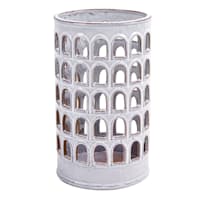White Cutout Ceramic Candle Holder, 10.5"