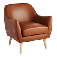 Honeybloom Braxton Faux Leather Accent Chair, Cognac