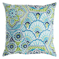 Calista Teal Square Outdoor Throw Pillow, 16"