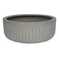 Fluted Low Bowl Cement Planter, Small