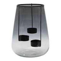 Black Ombre Glass Lantern, 8"