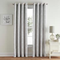 Found & Fable Amelia Grey Geometric Jacquard Light Filtering Grommet Curtain Panel, 84"