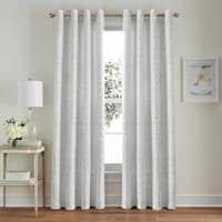 Providence Kaitlyn White Medallion Jacquard Light Filtering Grommet Curtain Panel, 84"