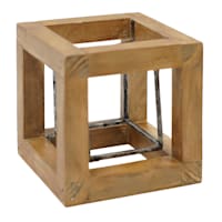 Wood & Metal Cube Figurine, 5"
