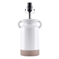 White Ceramic Accent Lamp with Handles, 14"