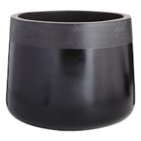 Two-Tone Textured Black Outdoor Planter, Large