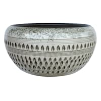 White Cyber Ceramic Outdoor Decorative Bowl, Small