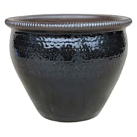Smoky Mountain Black Ceramic Outdoor Planter, Extra Large