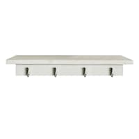 Brown Wooden Wall Shelf eith Hooks, 20"