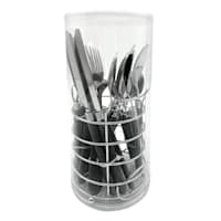 Metal & Grey Handle Flatware Set