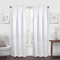 Jordan White Satin Rod Pocket Light Filtering Curtain Panel, 84"
