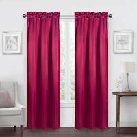 Jordan Red Satin Rod Pocket Light Filtering Curtain Panel, 84"