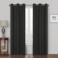 Rockwell Black Rod Pocket Blackout Curtain Panel, 84"