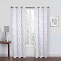 Riley White & Grey Embroidered Blackout Grommet Curtain Panel, 95"