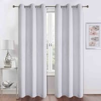Barnes White Textured Grommet Curtain Panel, 84"