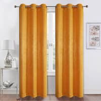 Barnes Yellow Textured Grommet Curtain Panel, 84"