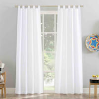 Maddie White Tab Top Light Filtering Curtain Panel, 84"