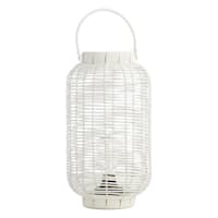 Found & Fable White Faux Wicker Barrel LED Outdoor Lantern, Large