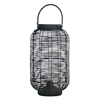 Found & Fable Black Faux Wicker Barrel Outdoor Lantern with LED Bulb, Large