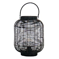 Found Fable Black Faux Wicker Barrel Outdoor Lantern with LED