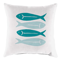 Ty Pennington Blue & White Fish Outdoor Throw Pillow, 16"