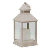 Neutral Tan Weatherproof Outdoor Lantern with LED Candle, 9.5"