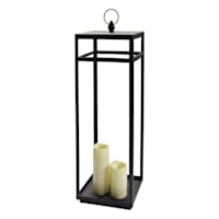 White Pre-Lit LED Metal Floor Lantern, 32"