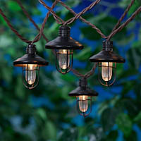 10-Count UL Mini Metal Lantern String Light Set, Black