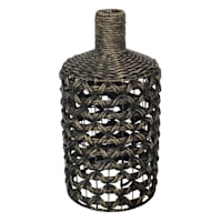 Black Water Hyacinth & Metal Vase, 34"