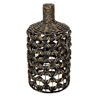 Black Water Hyacinth & Metal Vase, 28"
