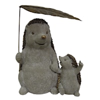 Honeybloom Mom & Baby Hedgehog Outdoor Garden Statue, 14.5"