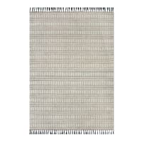 (B723) Crosby St. Lorre Neutral Flatweave Area Rug, 5x7