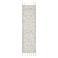 (B719) Elsa Cream Flatweave Fringe Runner, 2x7