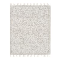 (B719) Elsa Cream Flatweave Fringe Area Rug, 8x10