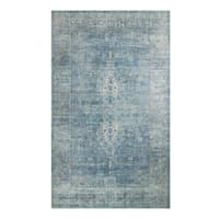 (B721) Found & Fable Alana Blue Medallion Accent Rug, 3x5