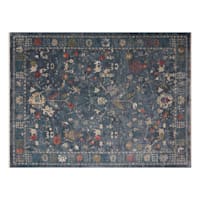 (A475) Grace Mitchell Blue Floral Area Rug, 5x8