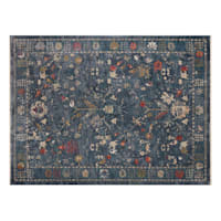 (A475) Grace Mitchell Blue Floral Area Rug, 8x10