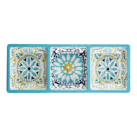 Blue Paisley 3-Section Melamine Serving Tray, 15"