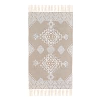 (B710) Found & Fable Goa Tan Medallion Accent Rug, 3x5