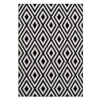 (D532) Black & White Diamond Design Area Rug, 8x10