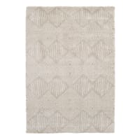 (C181) Macy Neutral Diamond Design Shag Area Rug, 8x10