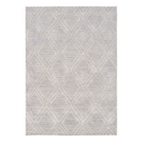 (D534) Cleo White & Grey Diamond Design Area Rug, 8x10