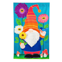 Gnome with Flowers Garden Flag, 18"