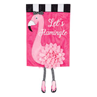 Let's Flamingle Pink Garden Flag, 18"