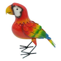 Metal Parrot Outdoor Garden Statue, 12"