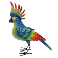 Metal Parrot Outdoor Garden Statue, 15.5"