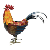 Metal Rooster Outdoor Garden Statue, 19"