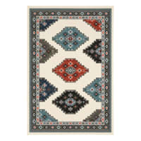 (D543) Canyon Blue & Red Area Rug, 5x7
