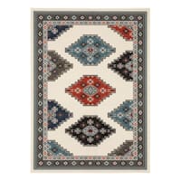 (D543) Canyon Blue & Red Area Rug, 7x9