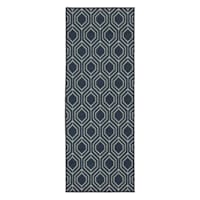 (D541) Jubilee White & Navy Runner, 2x5